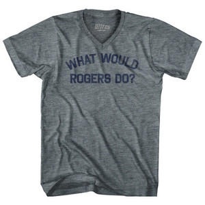 What Would Rogers Do Tri-Blend V-neck Womens Junior Cut T-shirt - Athletic Grey