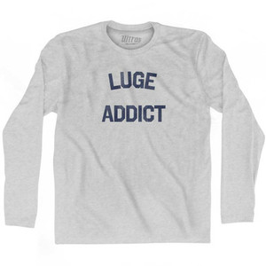 Luge Addict Adult Cotton Long Sleeve T-shirt - Grey Heather