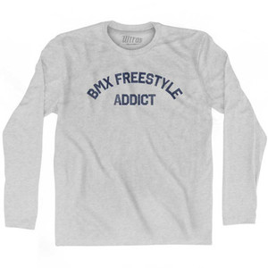 BMX Freestyle Addict Adult Cotton Long Sleeve T-shirt - Grey Heather BMX Freestyle Addict Adult Cotton Long Sleeve T-shirt - Grey Heather