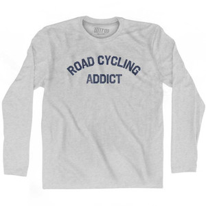 Road Cycling Addict Adult Cotton Long Sleeve T-shirt - Grey Heather Road Cycling Addict Adult Cotton Long Sleeve T-shirt - Grey Heather