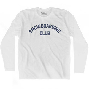 Snowboarding Club Adult Cotton Long Sleeve T-shirt White Snowboarding Club Adult Cotton Long Sleeve T-shirt White