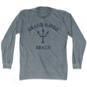 Michigan Grand Haven Beach Trident Adult Tri-Blend Long Sleeve T-Shirt by Life on the Strand