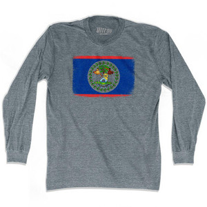 Belize Country Flag Adult Tri-Blend Long Sleeve T-Shirt by Ultras