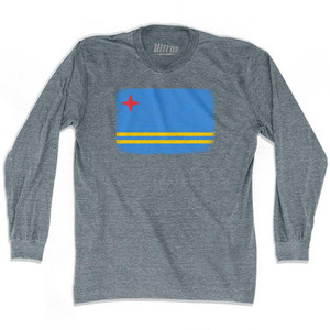 Aruba Country Flag Adult Tri-Blend Long Sleeve T-Shirt by Ultras Aruba Country Flag Adult Tri-Blend Long Sleeve T-Shirt by Ultras