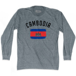 Cambodia Country Flag Heritage Adult Tri-Blend Long Sleeve T-Shirt by Ultras Cambodia Country Flag Heritage Adult Tri-Blend Long Sleeve T-Shirt by Ultras