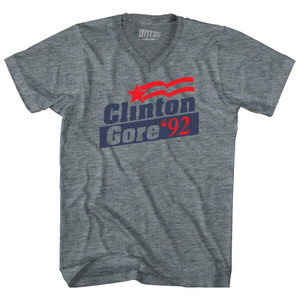 Clinton Gore 92 Election Adult Tri-Blend V-neck T-shirt - Athletic Grey Clinton Gore 92 Election Adult Tri-Blend V-neck T-shirt - Athletic Grey