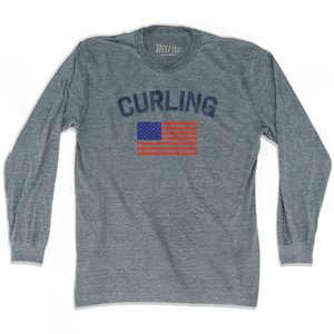Curling USA Flag Adult Tri-Blend Long Sleeve T-shirt Ultras Curling USA Flag Adult Tri-Blend Long Sleeve T-shirt Ultras