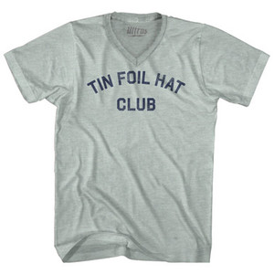 Tin Foil Hat Club Adult Tri-Blend V-neck T-shirt - Athletic Cool Grey Tin Foil Hat Club Adult Tri-Blend V-neck T-shirt - Athletic Cool Grey