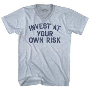 Invest At Your Own Risk Adult Tri-Blend V-neck T-shirt - Athletic White
