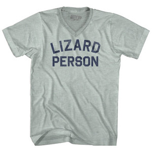 Lizard Person Adult Tri-Blend V-neck T-shirt - Athletic Cool Grey Lizard Person Adult Tri-Blend V-neck T-shirt - Athletic Cool Grey