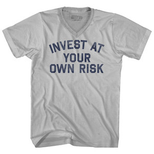 Invest At Your Own Risk Adult Tri-Blend V-neck T-shirt - Cool Grey
