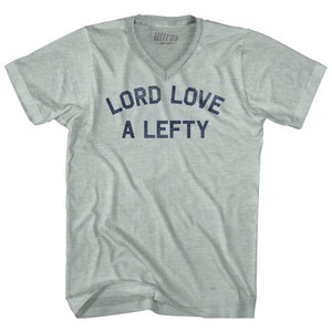 Lord Love A Lefty Adult Tri-Blend V-neck T-shirt - Athletic Cool Grey Lord Love A Lefty Adult Tri-Blend V-neck T-shirt - Athletic Cool Grey