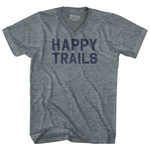 Happy Trails Adult Tri-Blend V-neck T-shirt - Athletic Grey