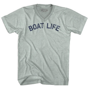 Boat Life Adult Tri-Blend V-neck T-shirt - Athletic Cool Grey