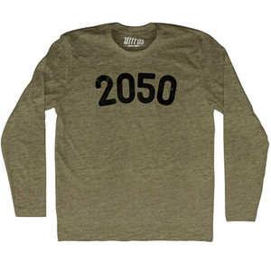 2050 Year Celebration Adult Tri-Blend Long Sleeve T-shirt - Military Green