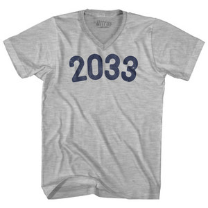 2033 Year Celebration Adult Cotton V-neck T-shirt - Grey Heather