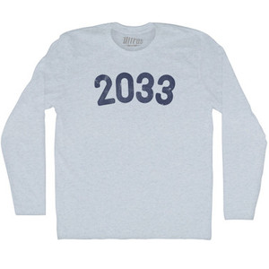 2033 Year Celebration Adult Tri-Blend Long Sleeve T-shirt - Athletic White 2033 Year Celebration Adult Tri-Blend Long Sleeve T-shirt - Athletic White