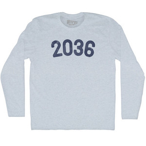 2036 Year Celebration Adult Tri-Blend Long Sleeve T-shirt - Athletic White 2036 Year Celebration Adult Tri-Blend Long Sleeve T-shirt - Athletic White