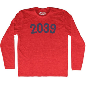 2039 Year Celebration Adult Tri-Blend Long Sleeve T-shirt - Athletic Red 2039 Year Celebration Adult Tri-Blend Long Sleeve T-shirt - Athletic Red