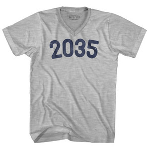 2035 Year Celebration Adult Cotton V-neck T-shirt - Grey Heather