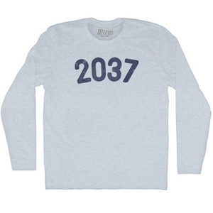 2037 Year Celebration Adult Tri-Blend Long Sleeve T-shirt - Athletic White 2037 Year Celebration Adult Tri-Blend Long Sleeve T-shirt - Athletic White