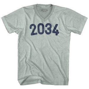 2034 Year Celebration Adult Tri-Blend V-neck T-shirt - Athletic Cool Grey 2034 Year Celebration Adult Tri-Blend V-neck T-shirt - Athletic Cool Grey