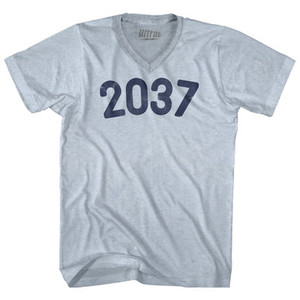 2037 Year Celebration Adult Tri-Blend V-neck T-shirt - Athletic White 2037 Year Celebration Adult Tri-Blend V-neck T-shirt - Athletic White