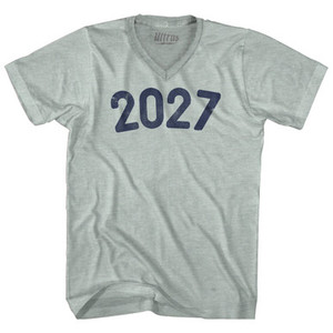 2027 Year Celebration Adult Tri-Blend V-neck T-shirt - Athletic Cool Grey