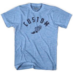 Custom Track City Winged Foot Adult Tri-Blend Long Sleeve T-shirt - Athletic Blue Custom Track City Winged Foot Adult Tri-Blend Long Sleeve T-shirt - Athletic Blue