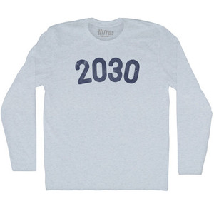 2030 Year Celebration Adult Tri-Blend Long Sleeve T-shirt - Athletic White