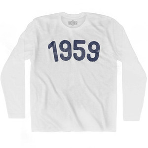 1959 Year Celebration Adult Cotton Long Sleeve T-shirt - White 1959 Year Celebration Adult Cotton Long Sleeve T-shirt - White