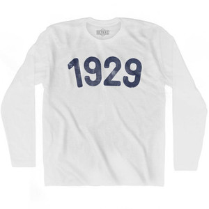 1929 Year Celebration Adult Cotton Long Sleeve T-shirt - White 1929 Year Celebration Adult Cotton Long Sleeve T-shirt - White