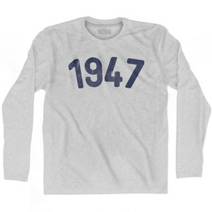 1947 Year Celebration Adult Cotton Long Sleeve T-shirt - Grey Heather