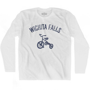 Wichita Falls City Tricycle Adult Cotton Long Sleeve T-shirt - White Wichita Falls City Tricycle Adult Cotton Long Sleeve T-shirt - White