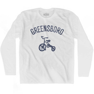 Greensboro City Tricycle Adult Cotton Long Sleeve T-shirt - White Greensboro City Tricycle Adult Cotton Long Sleeve T-shirt - White