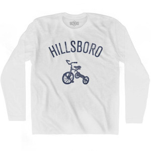 Hillsboro City Tricycle Adult Cotton Long Sleeve T-shirt - White Hillsboro City Tricycle Adult Cotton Long Sleeve T-shirt - White