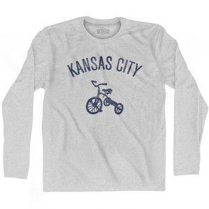 Kansas City Tricycle Adult Cotton Long Sleeve T-shirt - Grey Heather Kansas City Tricycle Adult Cotton Long Sleeve T-shirt - Grey Heather