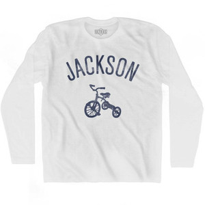 Jackson City Tricycle Adult Cotton Long Sleeve T-shirt - White