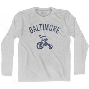 Baltimore Tricycle Adult Cotton Long Sleeve T-shirt - Grey Heather Baltimore Tricycle Adult Cotton Long Sleeve T-shirt - Grey Heather