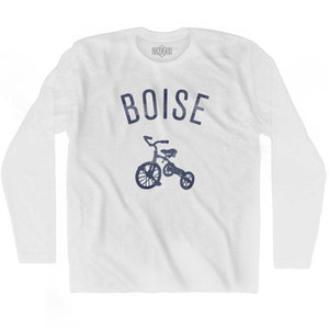 Boise Tricycle Adult Cotton Long Sleeve T-shirt - White Boise Tricycle Adult Cotton Long Sleeve T-shirt - White