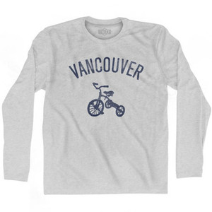 Vancouver City Tricycle Adult Cotton Long Sleeve T-shirt - Grey Heather Vancouver City Tricycle Adult Cotton Long Sleeve T-shirt - Grey Heather