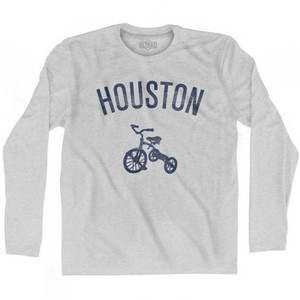 Houston City Tricycle Adult Cotton Long Sleeve T-shirt - Grey Heather Houston City Tricycle Adult Cotton Long Sleeve T-shirt - Grey Heather