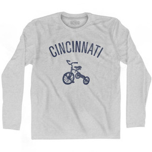 Cincinnati Tricycle Adult Cotton Long Sleeve T-shirt - Grey Heather Cincinnati Tricycle Adult Cotton Long Sleeve T-shirt - Grey Heather