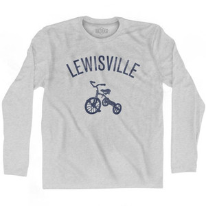 Lewisville City Tricycle Adult Cotton Long Sleeve T-shirt - Grey Heather Lewisville City Tricycle Adult Cotton Long Sleeve T-shirt - Grey Heather