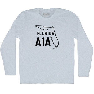 Florida A1A Adult Cotton Long Sleeve T-shirt - Grey Heather Florida A1A Adult Cotton Long Sleeve T-shirt - Grey Heather