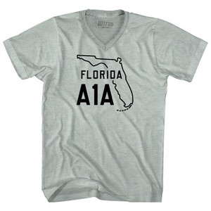 Florida A1A Adult Tri-Blend V-neck T-shirt - Athletic Cool Grey