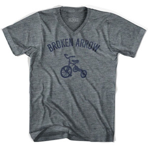 Broken Arrow Tricycle Adult Tri-Blend V-neck T-shirt - Athletic Grey