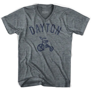 Dayton City Tricycle Adult Tri-Blend V-neck T-shirt - Athletic Grey