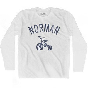 Norman City Tricycle Adult Cotton Long Sleeve T-shirt - White Norman City Tricycle Adult Cotton Long Sleeve T-shirt - White