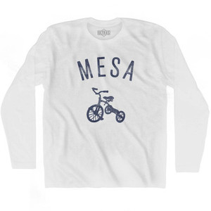Mesa City Tricycle Adult Cotton Long Sleeve T-shirt - White Mesa City Tricycle Adult Cotton Long Sleeve T-shirt - White